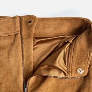 Zara Tan Suede Midi Skirt